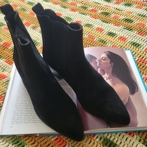 Black Suede Chelsea Ankle Boots - Size 10